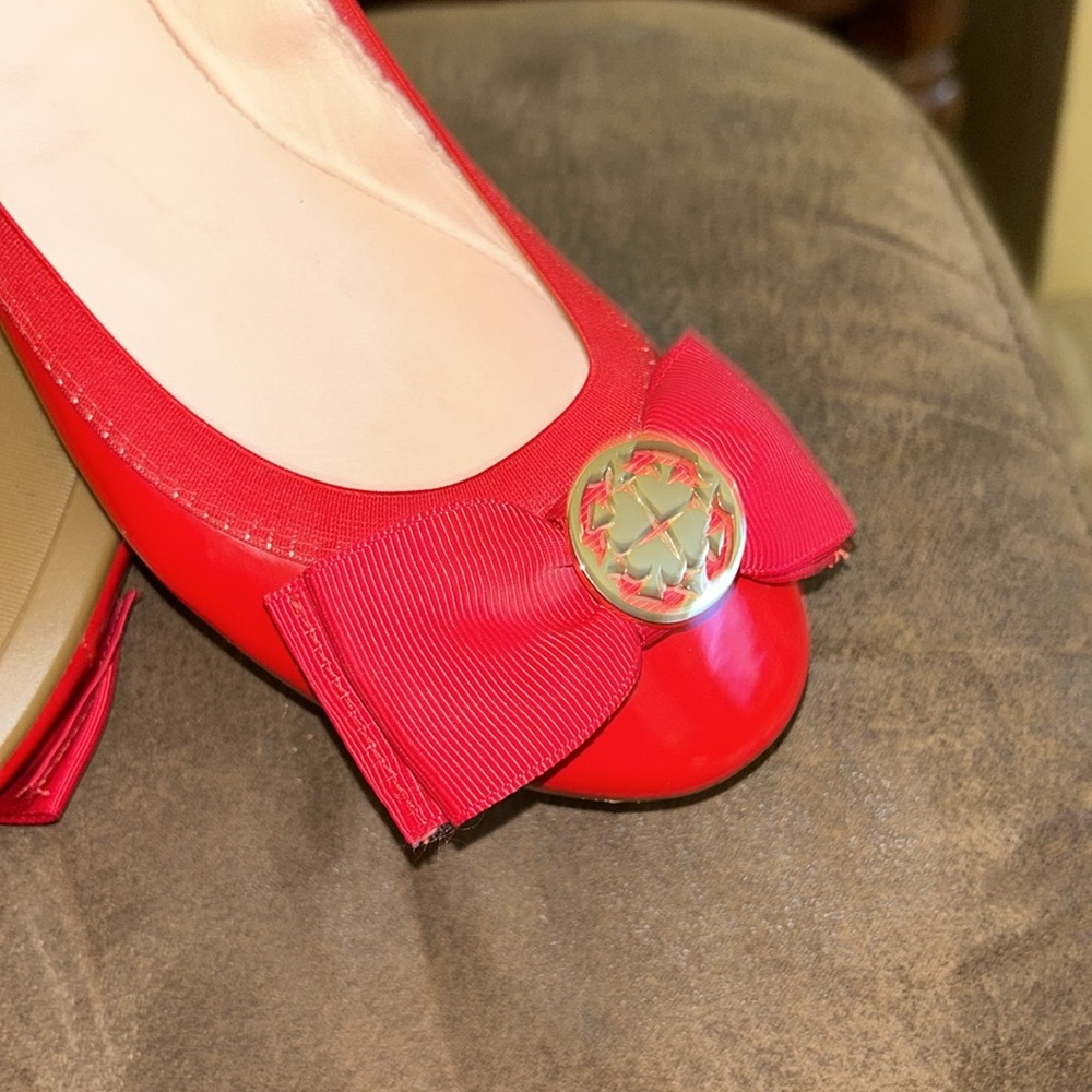 New Kate Spade ♠️ red Ballerina Flats with front bow - Picture 10 of 12